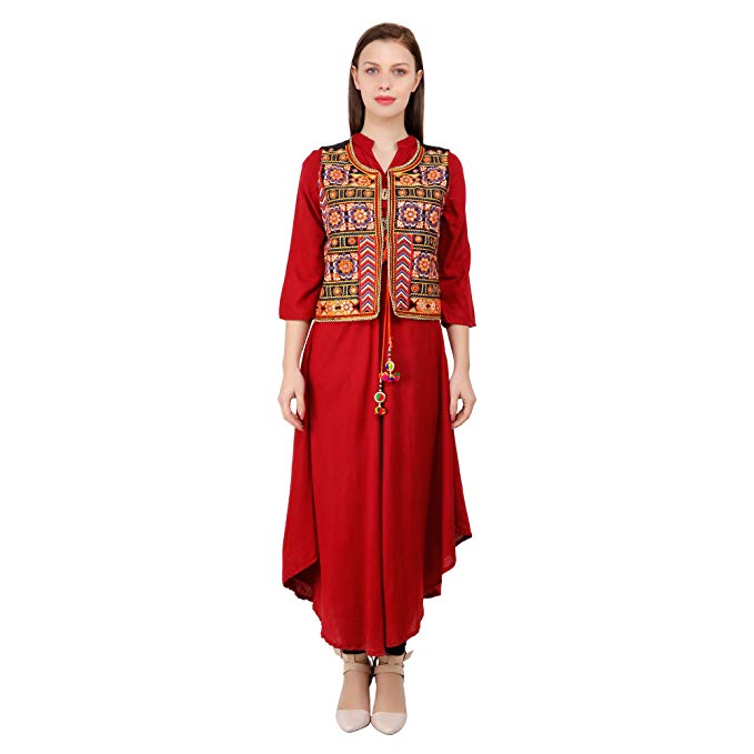 Buy Shivam Fashion Ethnic Jacket for Women Waist Coat Stylish Cotton  Handmade Navratri Traditional Rajasthani Embroidered Gujrati Kutchi Koti  for Girls- Multi (XXL- Length-17, Burst-44 Inch) Black at Amazon.in