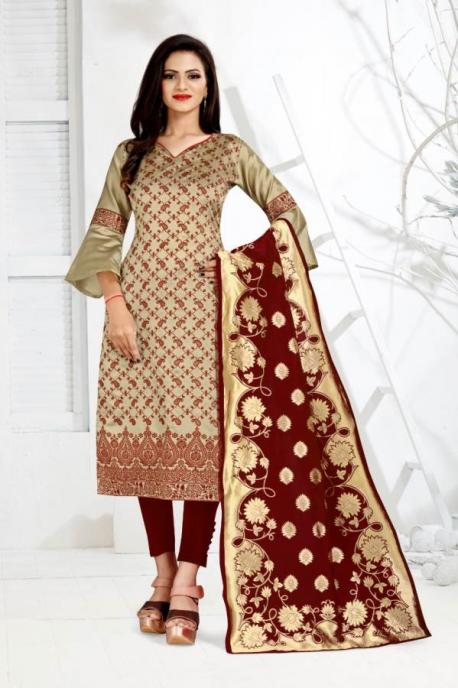 Buy online Grey Chanderi Silk Dress Material from Suits & Dress material  for Women by Mahati for ₹3089 at 19% off | 2024 Limeroad.com