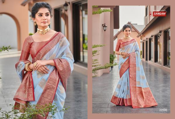 Sangam Daksh Moti Designer Linen Saree