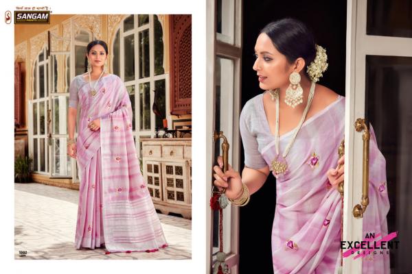 Sangam Kavya Designer Linen Saree