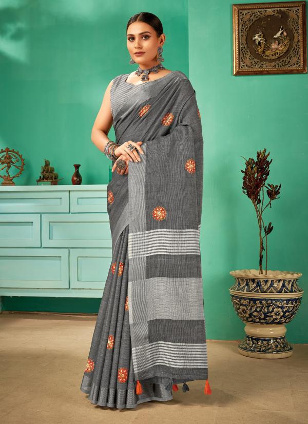 Sangam Paro Fancy Linen Saree