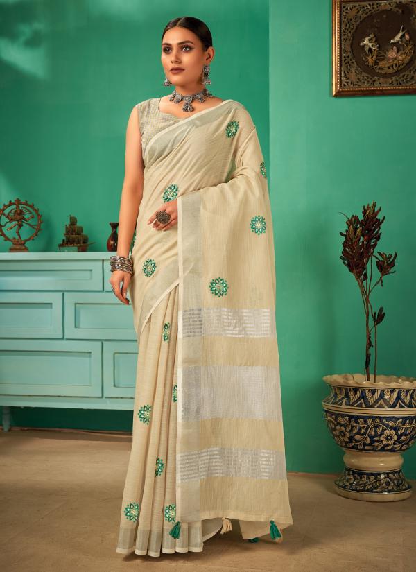 Sangam Paro Fancy Linen Saree