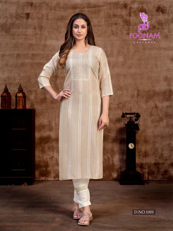 Poonam Bombay Strip Designer Kurti With Bottom 