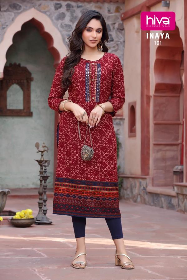 Hiva Inaya Designer Rayon Embroidery Kurti