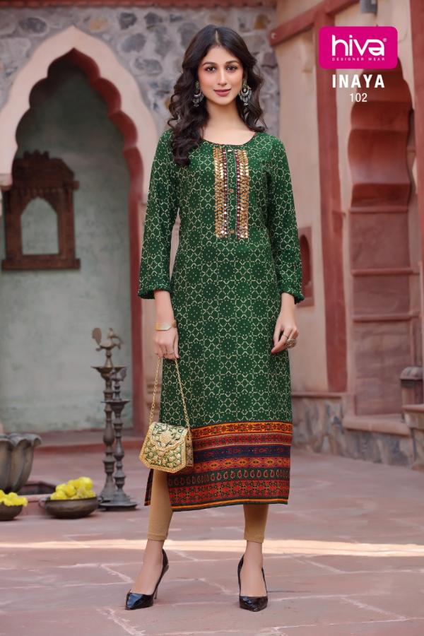 Hiva Inaya Designer Rayon Embroidery Kurti