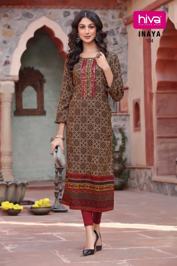 Hiva Inaya Designer Rayon Embroidery Kurti