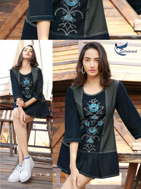 Seriema Wonder Designer Denim Cotton Western Top