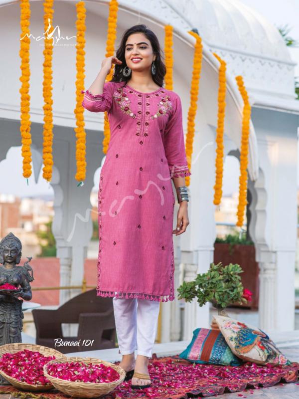 Mayur Bunaai Beautiful Festive Wear Embroidery Kurti 