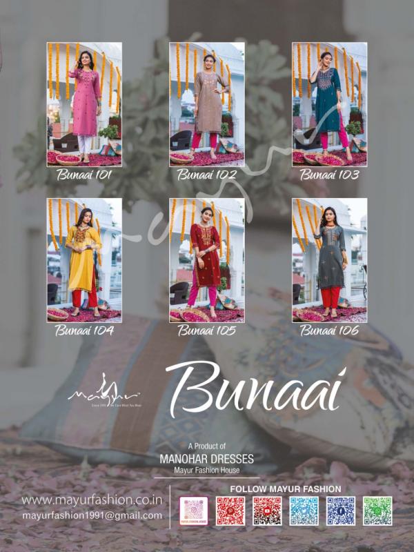 Mayur Bunaai Beautiful Festive Wear Embroidery Kurti 