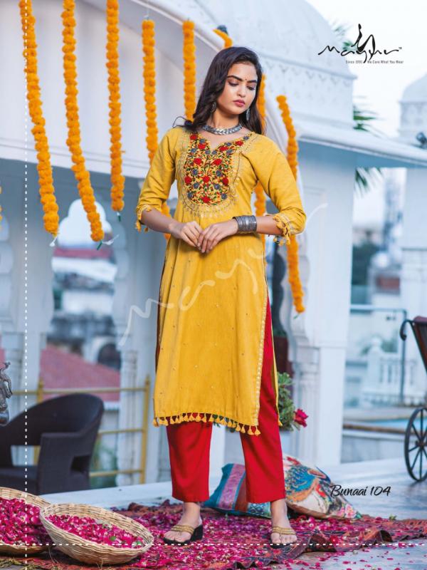 Mayur Bunaai Beautiful Festive Wear Embroidery Kurti 