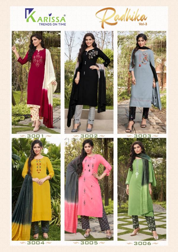 Karissa Radhika 3 Designer Rayon Readymade Salwar