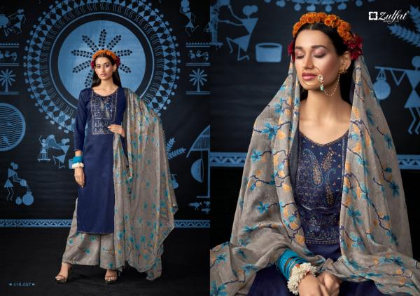 Zulfat Mandakini Beautiful Cotton Embroidery Dress Materials