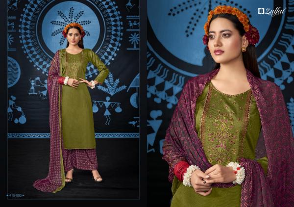 Zulfat Mandakini Beautiful Cotton Embroidery Dress Materials