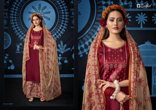 Zulfat Mandakini Beautiful Cotton Embroidery Dress Materials