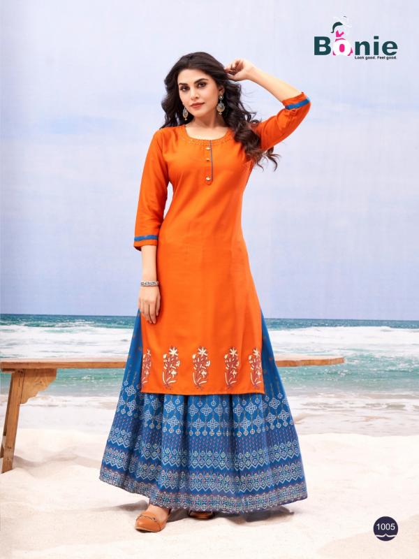 Bonie Kasturi 2 Designer Rayon Kurti With Skirt 