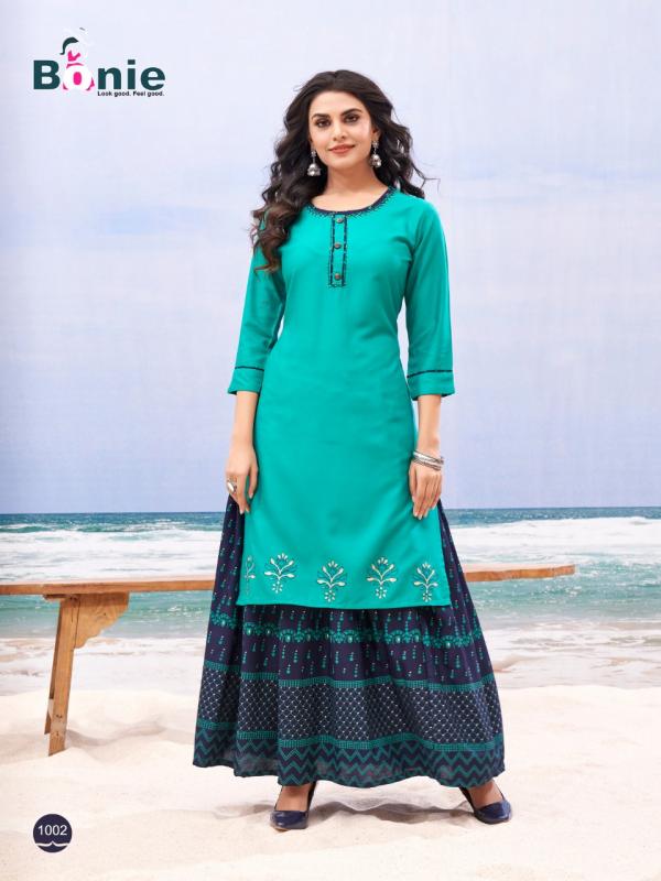 Bonie Kasturi 2 Designer Rayon Kurti With Skirt 