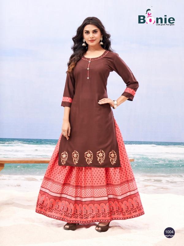 Bonie Kasturi 2 Designer Rayon Kurti With Skirt 