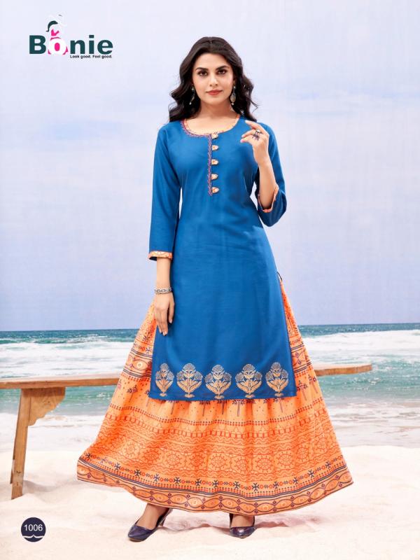 Bonie Kasturi 2 Designer Rayon Kurti With Skirt 