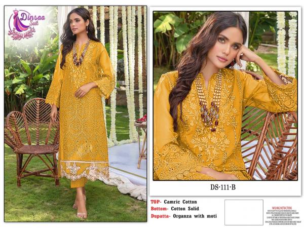 Dinsaa 111 A To C Cotton Designer Pakistani Suits Collection