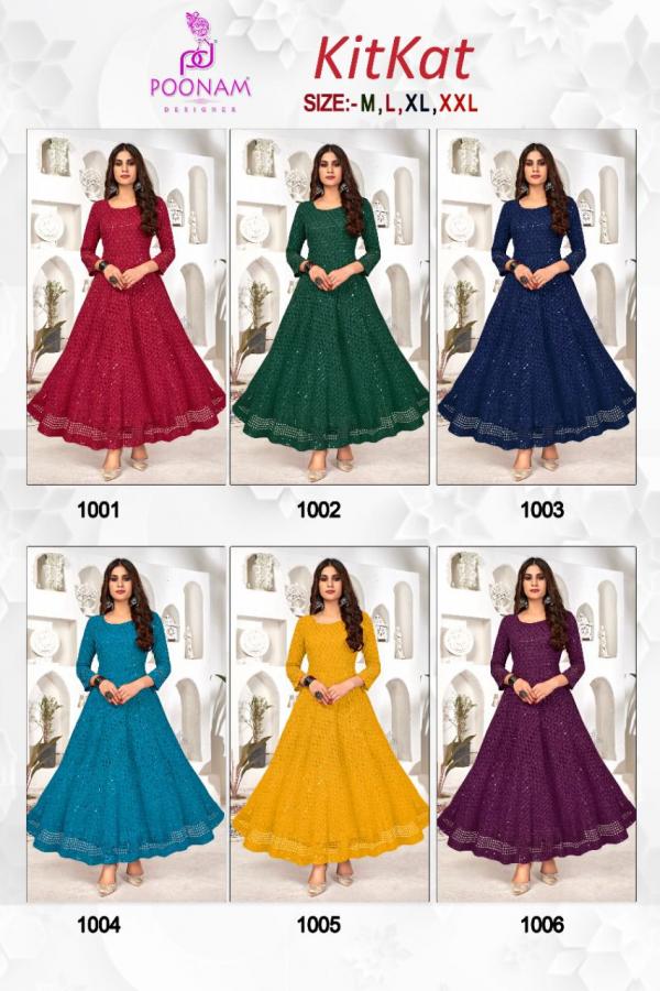 Poonam Kitkat Rayon Fancy Wear Anarkali Kurti Collection