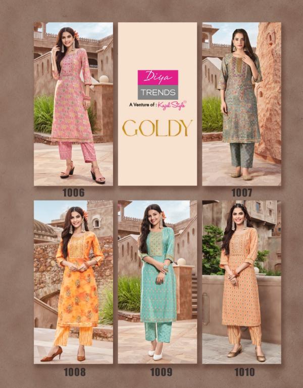 Goldy 1 Excluisve Wear Cotton Embroidery Kurti With Pant Collection
