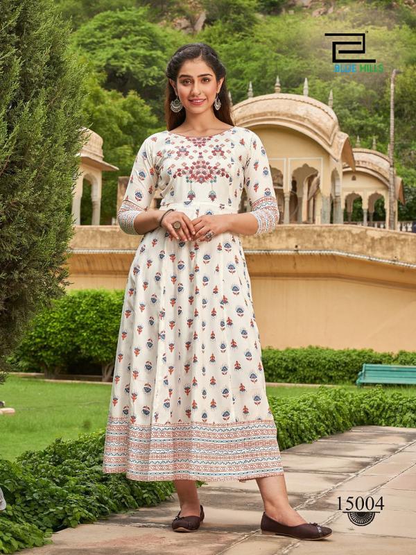 Blue Hils Up To Date Vol 15 Rayon anarkali Gown style Kurti collection