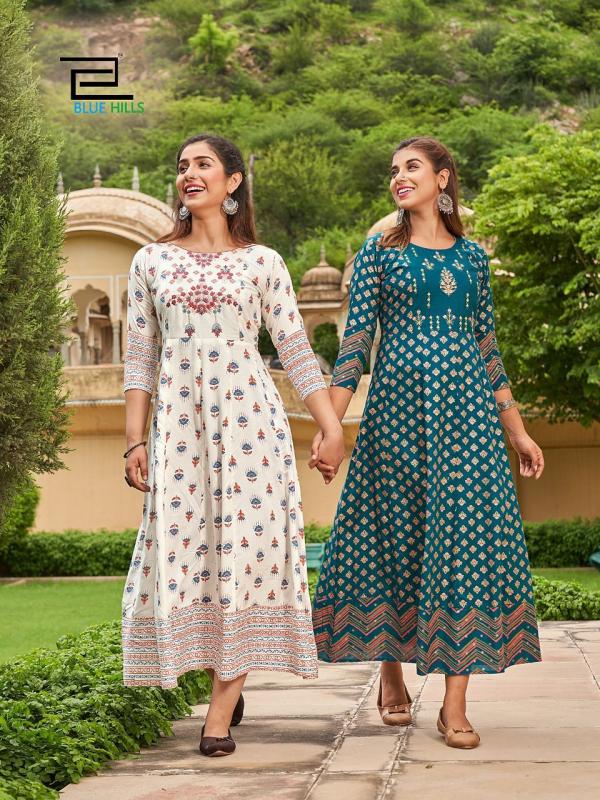 Blue Hils Up To Date Vol 15 Rayon anarkali Gown style Kurti collection