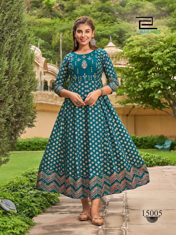 Blue Hils Up To Date Vol 15 Rayon anarkali Gown style Kurti collection