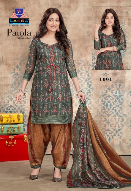 Readymade Pant Style suit Tusser silk fabrics with fency patola print  dupatta - Aapnam