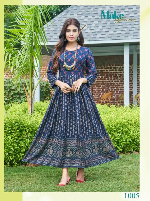 Hirwa Sunshine 1 Heavy Rayon Long Designer Anarkali Kurti Collection