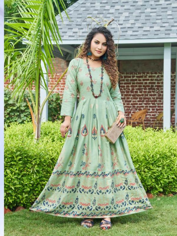 Hirwa Sunshine 1 Heavy Rayon Long Designer Anarkali Kurti Collection