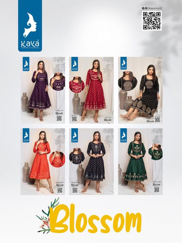 Kaya Blossom Rayon Fancy Wear Anarkali Kurti Collection