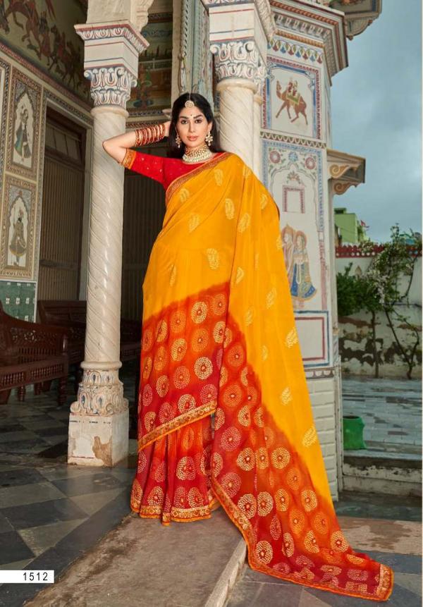 Laxminam Sonpari Gold Printed Georgette Bandhej Saree