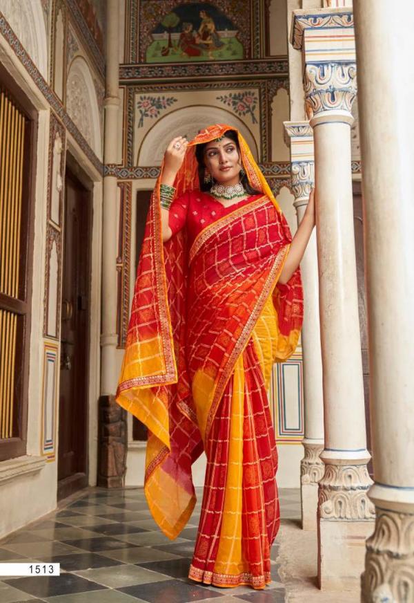 Laxminam Sonpari Gold Printed Georgette Bandhej Saree