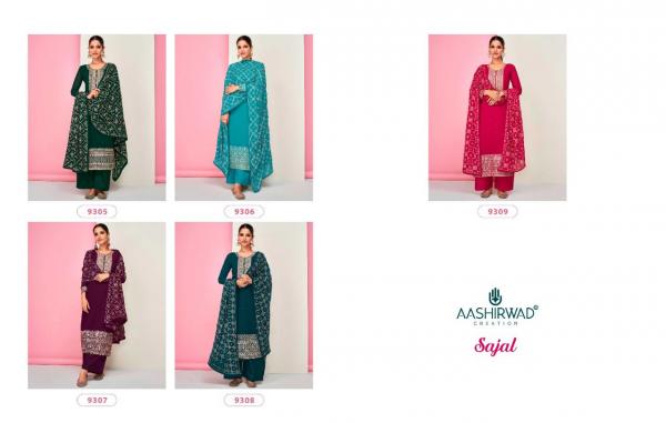 Aashirwad Sajal 9305 Series Festive Wear Georgette Salwar Kameez Collection