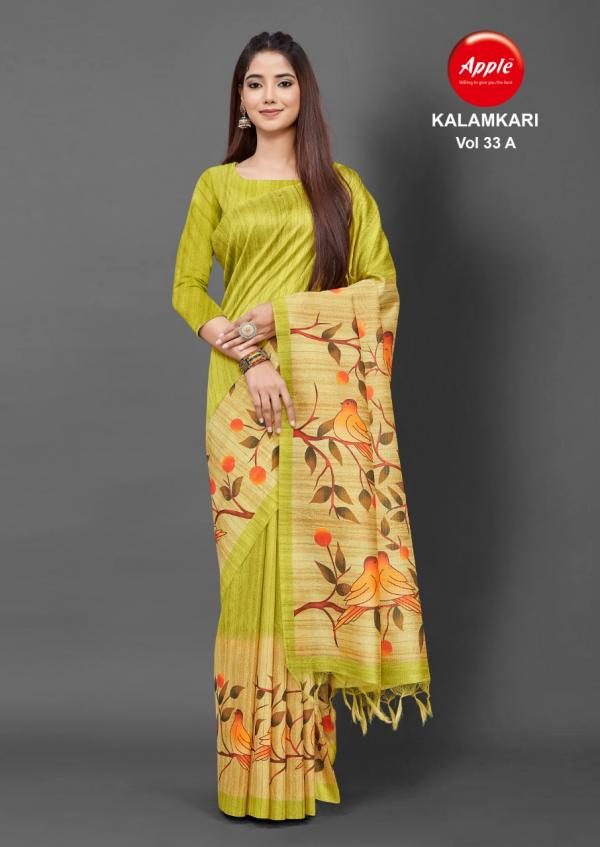 Apple Kalamkari 33 Casual Wear Silk Print Saree Collection