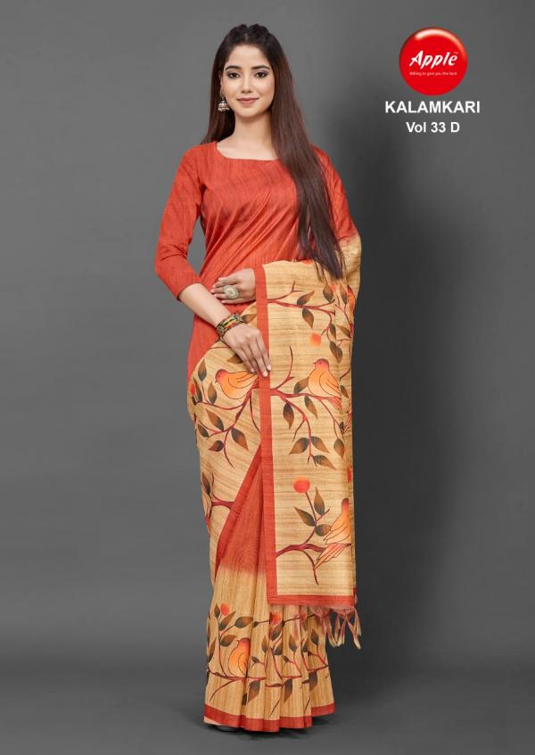 Apple Kalamkari 33 Casual Wear Silk Print Saree Collection