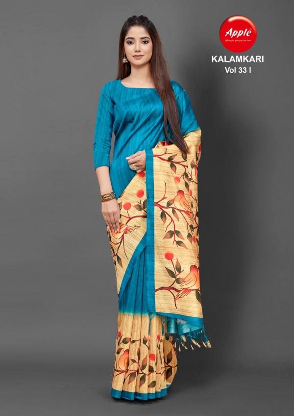 Apple Kalamkari 33 Casual Wear Silk Print Saree Collection