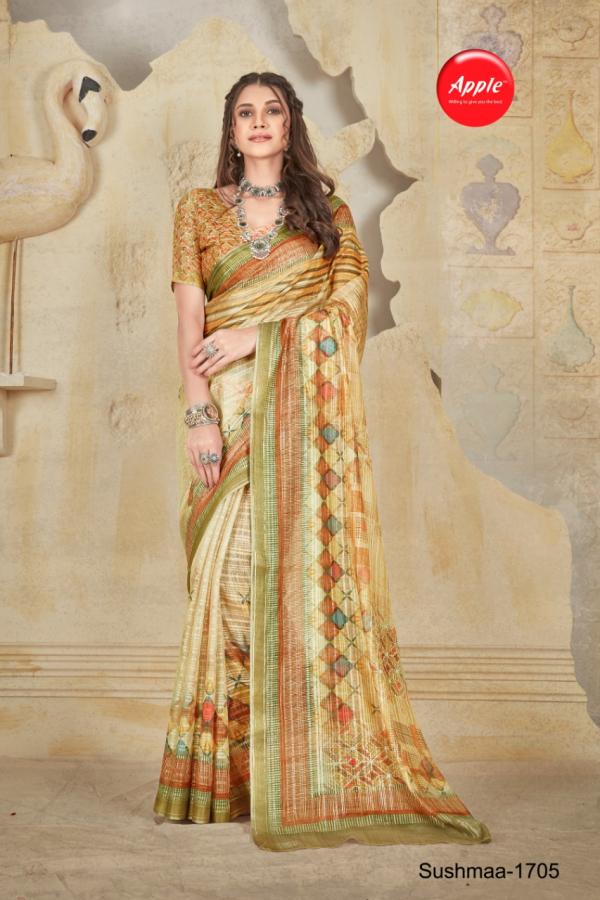 Apple Sushmaa 17 Soft Linen Printed Designer Saree Collection