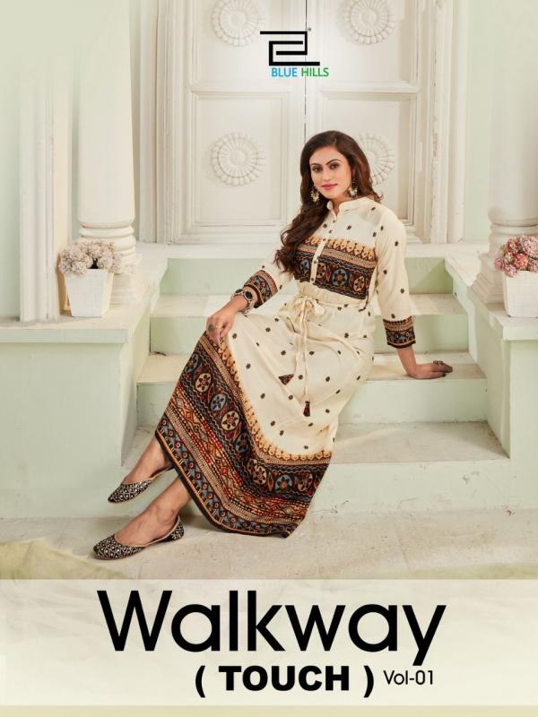 Blue Hills Walkway Touch 1 Long Rayon  Anarkali Kurti Collection