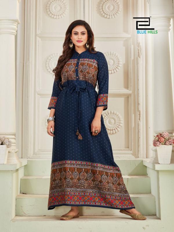 Blue Hills Walkway Touch 1 Long Rayon  Anarkali Kurti Collection