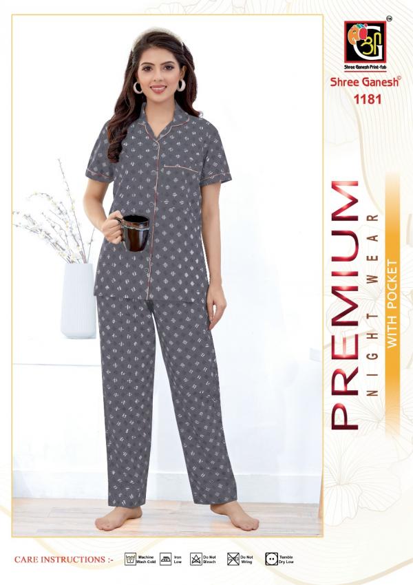 Shree Ganesh Prisha Vol-3 Cotton Premium Night Dress With Pocket suit