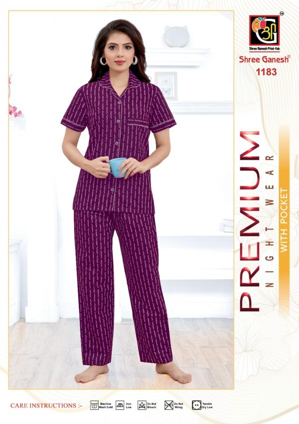 Shree Ganesh Prisha Vol-3 Cotton Premium Night Dress With Pocket suit