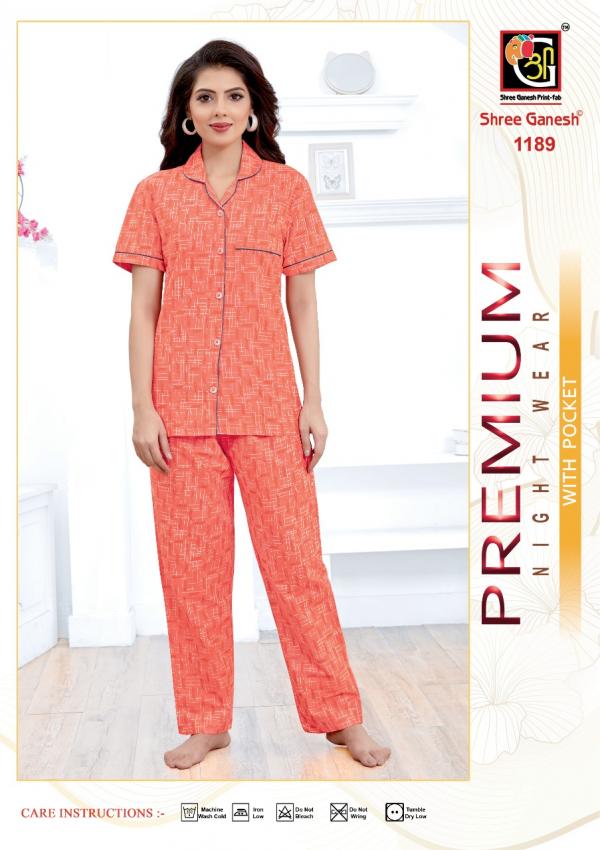 Shree Ganesh Prisha Vol-3 Cotton Premium Night Dress With Pocket suit