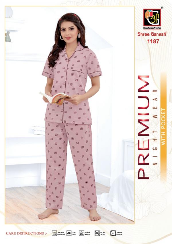 Shree Ganesh Prisha Vol-3 Cotton Premium Night Dress With Pocket suit