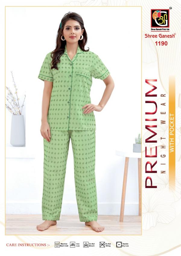 Shree Ganesh Prisha Vol-3 Cotton Premium Night Dress With Pocket suit