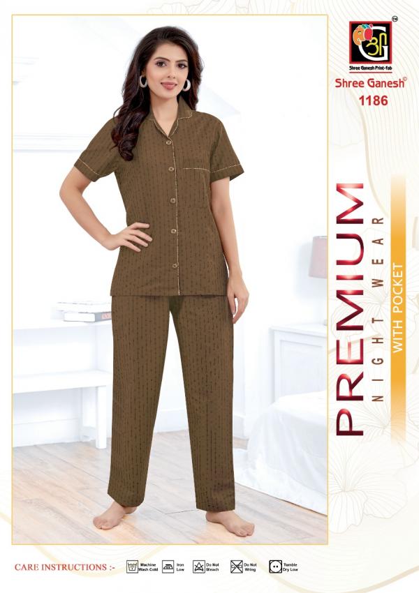 Shree Ganesh Prisha Vol-3 Cotton Premium Night Dress With Pocket suit