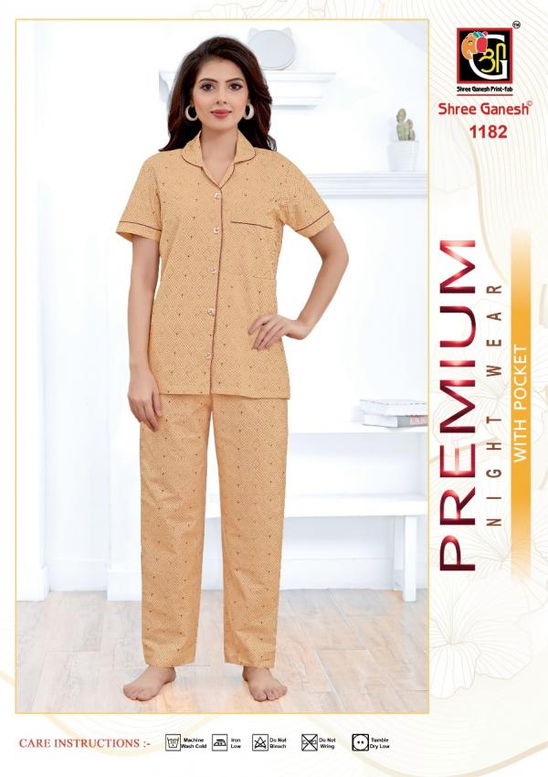 Shree Ganesh Prisha Vol-3 Cotton Premium Night Dress With Pocket suit