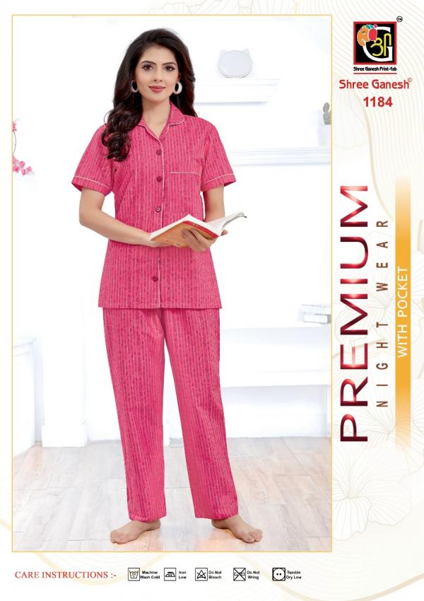 Shree Ganesh Prisha Vol-3 Cotton Premium Night Dress With Pocket suit