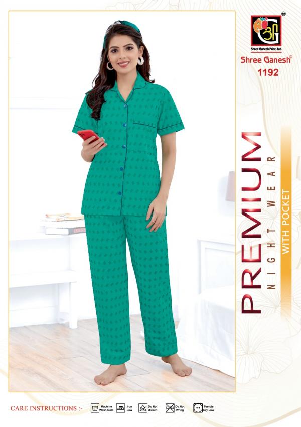 Shree Ganesh Prisha Vol-3 Cotton Premium Night Dress With Pocket suit